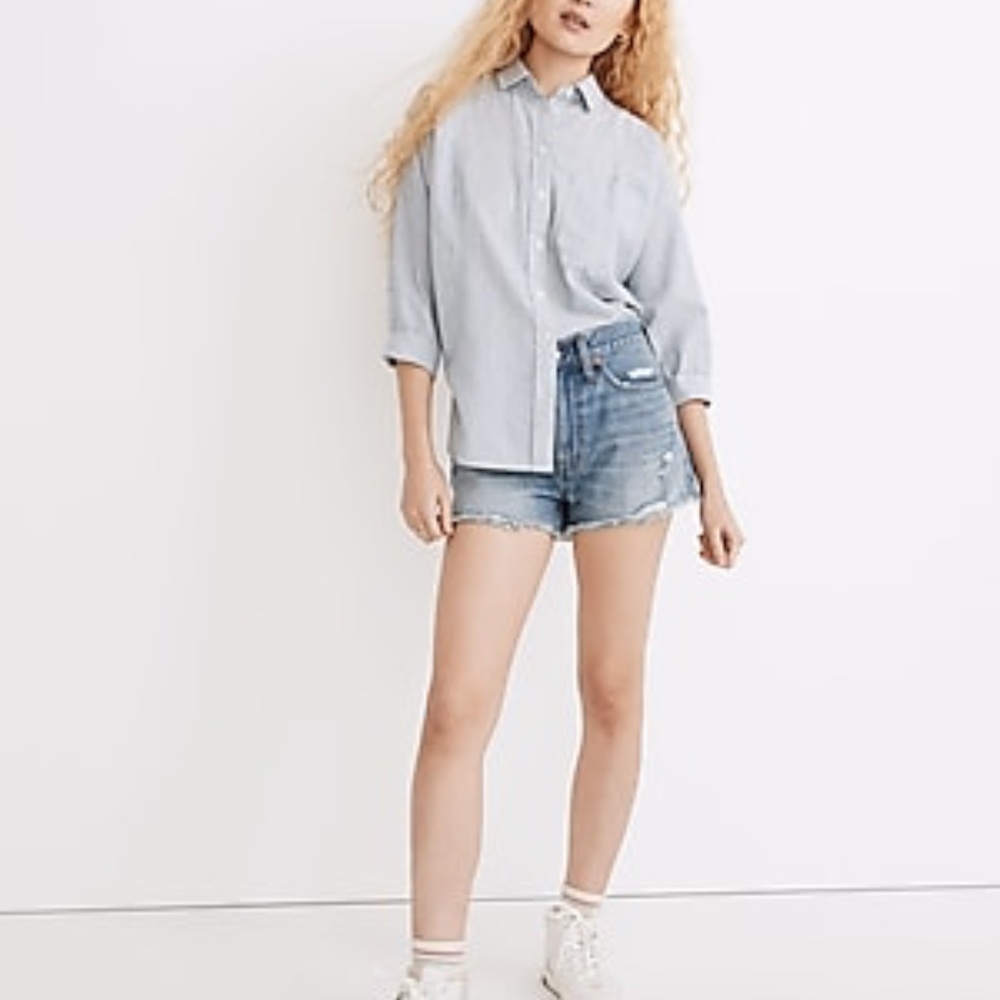 NWT Madewell Sz 32 shorts RELAXED DENIM SHORTS RENFIELD WASH: DESTROYED …